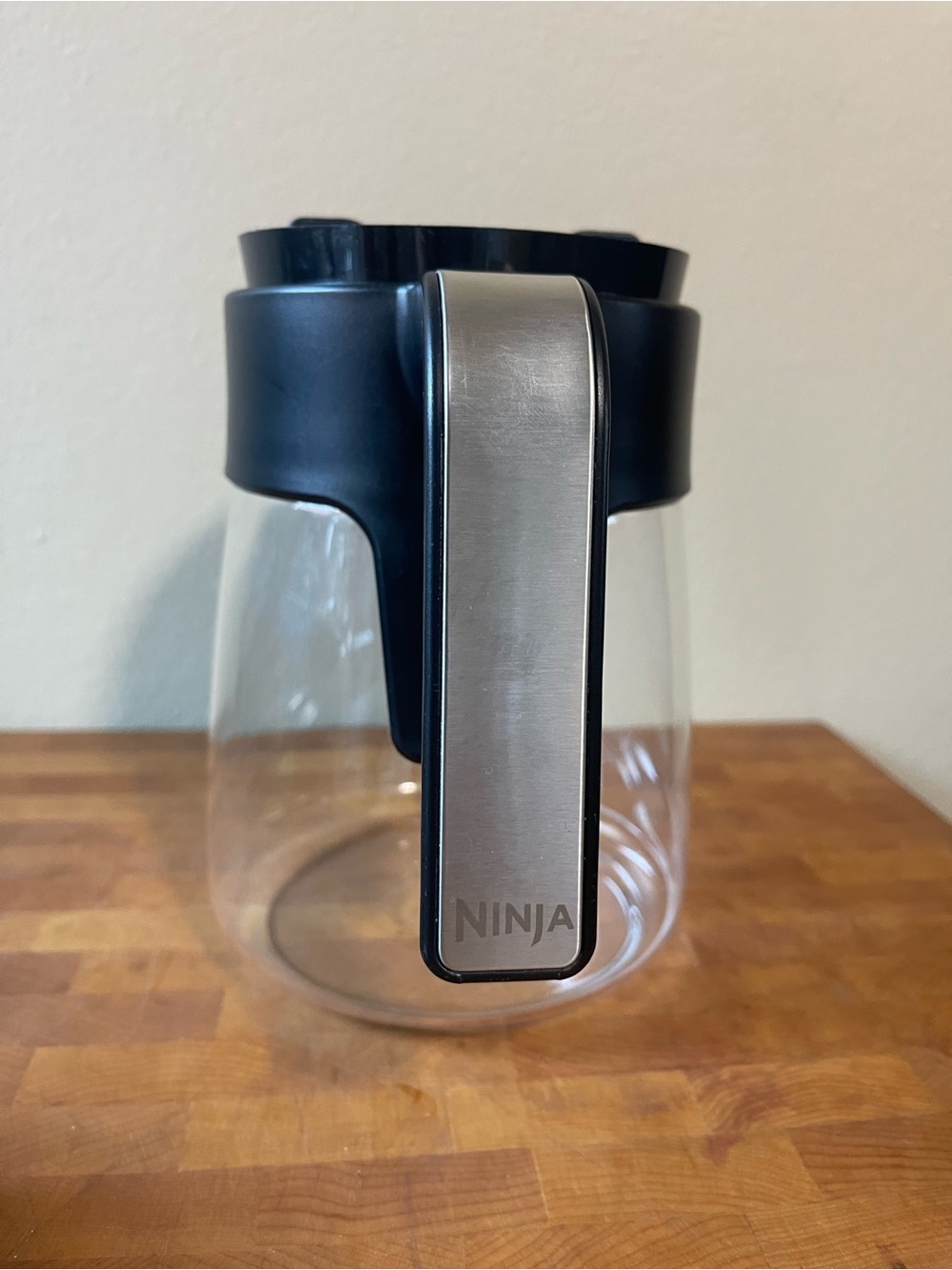 Ninja Glass Carafe with Black Lid and Stainless Handle Replacement Coffee Pot